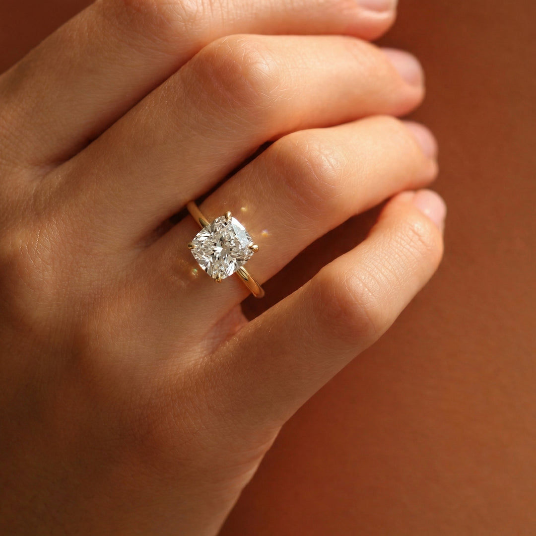 The Cecelia Cushion Lab Diamond Moissanite Engagement Ring #material_gold