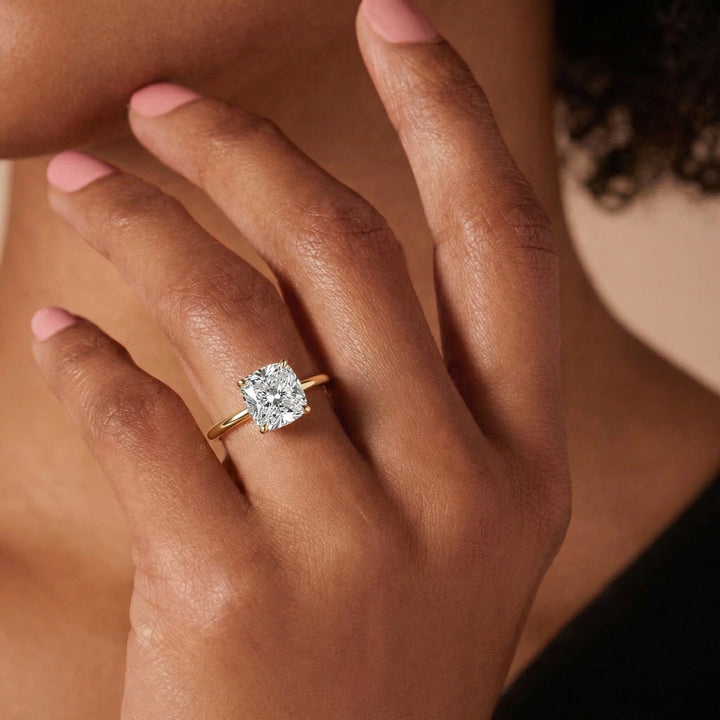 The Cecelia Cushion Lab Diamond Moissanite Engagement Ring #material_gold