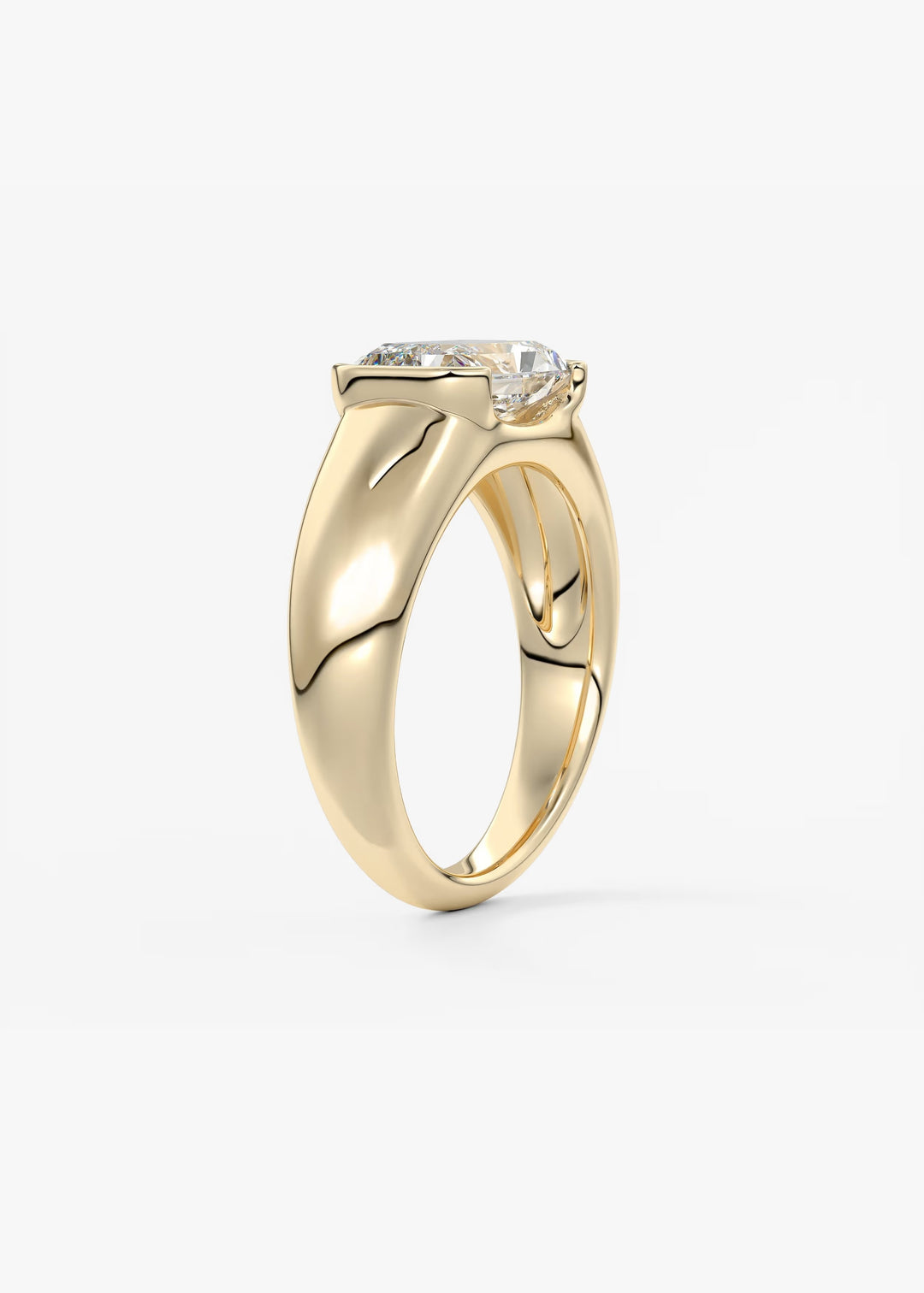 The Lune Horizon Set With A Radiant Lab Diamond #material_gold