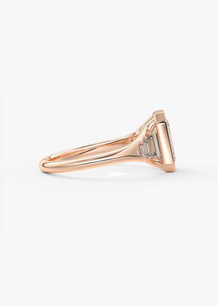 The Solene Set With An Emerald Lab Diamond #material_rose