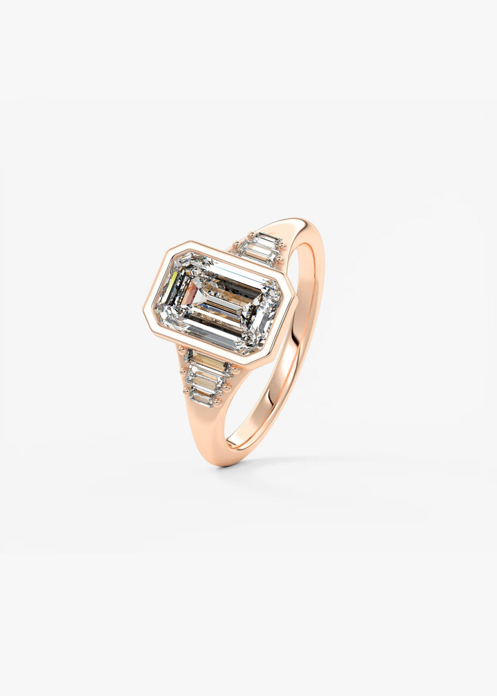 The Solene Set With An Emerald Lab Diamond #material_rose