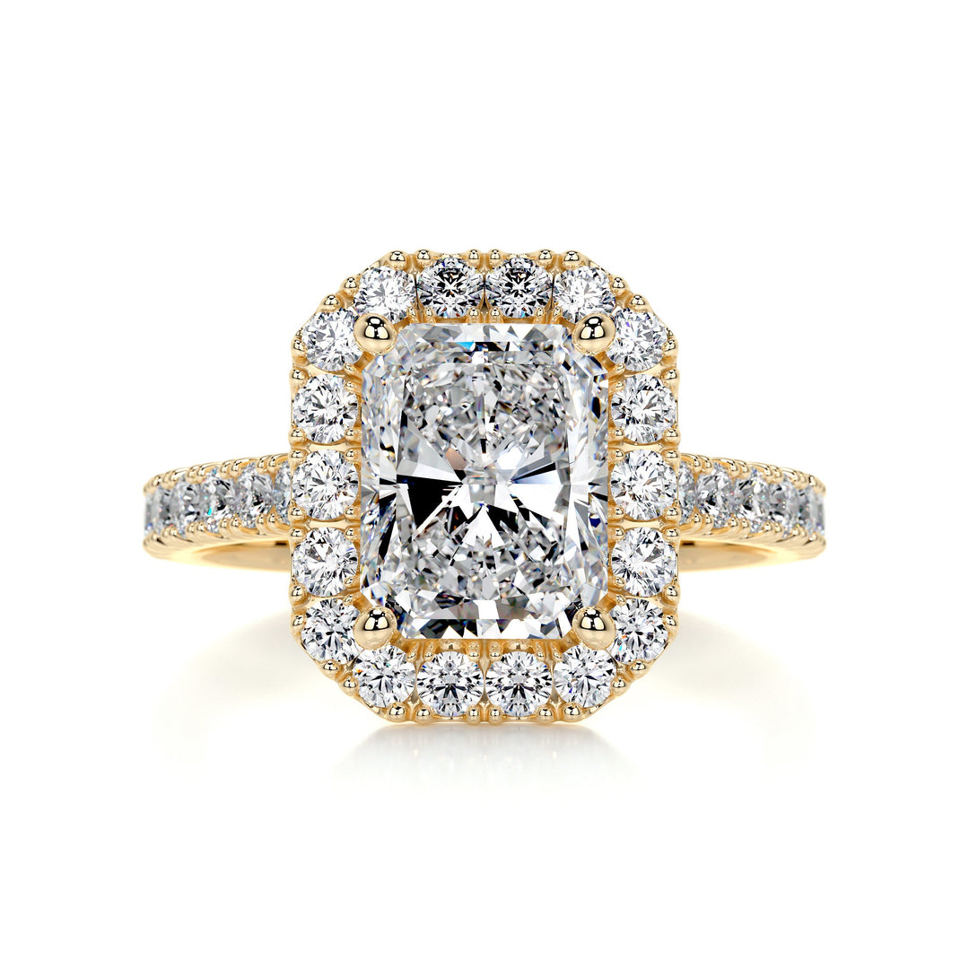 Addison Moissanite & Diamonds Ring Moissanite 18K Gold 1 Carat Round#material_18k-gold