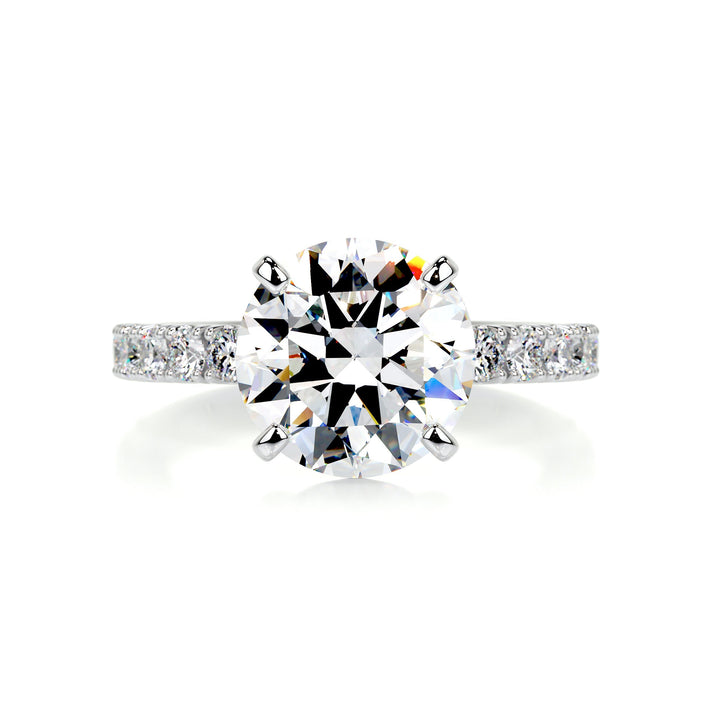 Amelia Moissanite & Diamonds Ring Moissanite 14K White 1 Carat Round#material_14k-white