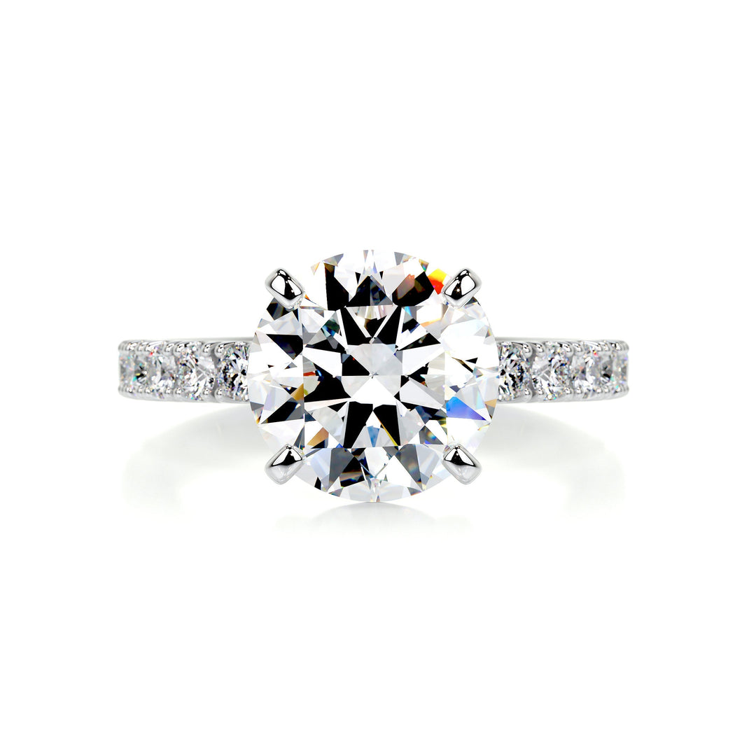 Amelia Moissanite & Diamonds Ring Moissanite 18K White 1 Carat Round#material_18k-white