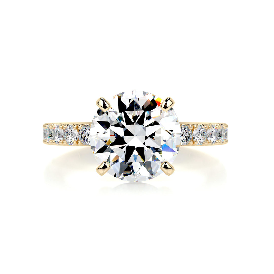 Amelia Moissanite & Diamonds Ring Moissanite 18K Gold 1 Carat Round#material_18k-gold