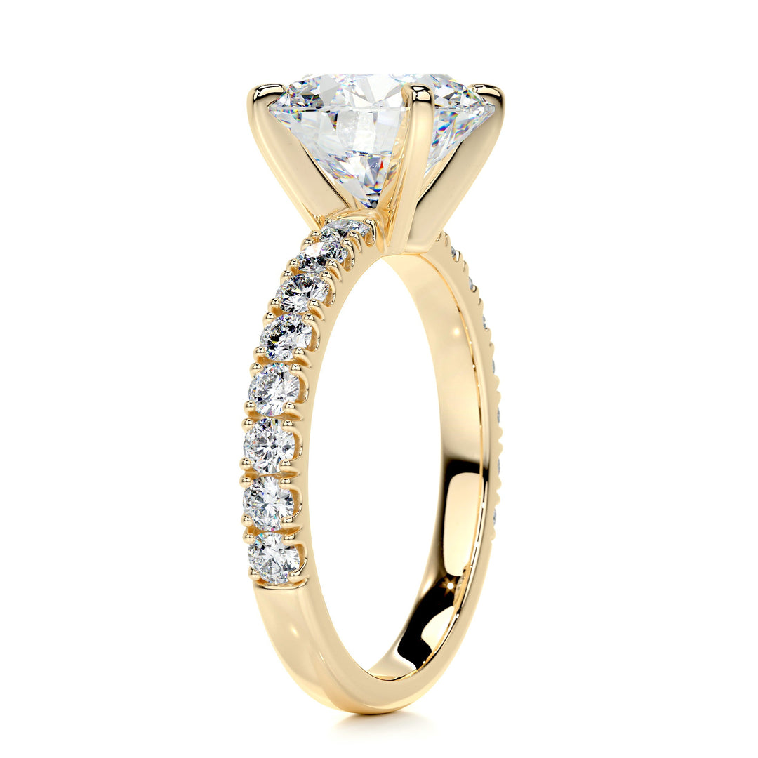 Amelia Moissanite & Diamonds Ring Moissanite 18K Gold 2 Carat Round#material_18k-gold