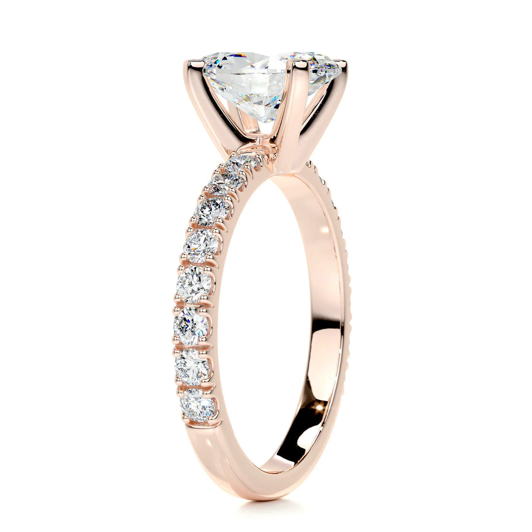 Amelia Oval Moissanite & Diamonds Ring Moissanite 14K Rose 2.15 Carat Round#material_14k-rose