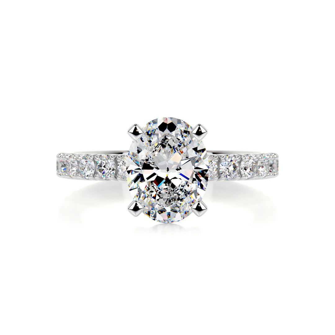 Amelia Oval Moissanite & Diamonds Ring Moissanite 14K White 1 Carat Round#material_14k-white