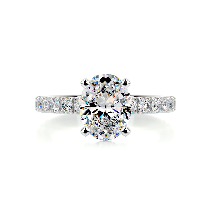 Amelia Oval Moissanite & Diamonds Ring Moissanite 14K White 1 Carat Round#material_14k-white