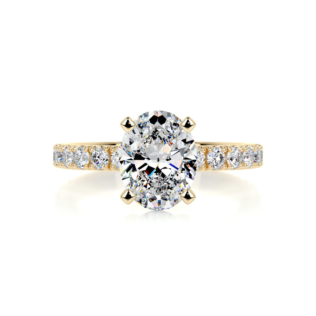 Amelia Oval Moissanite & Diamonds Ring Moissanite 18K Gold 1 Carat Round#material_18k-gold