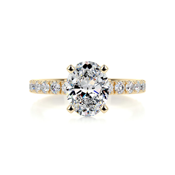 Amelia Oval Moissanite & Diamonds Ring Moissanite 18K Gold 1 Carat Round#material_18k-gold