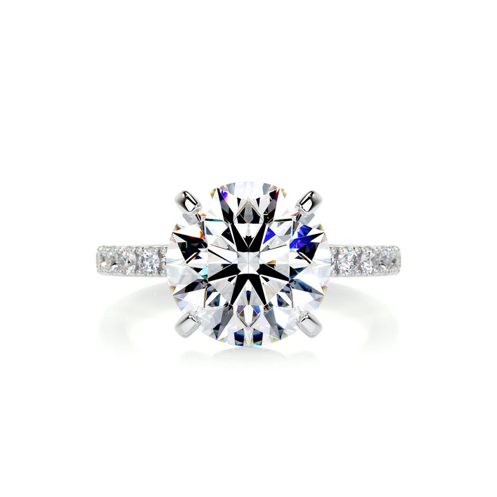 Amelia Round Moissanite & Diamonds Ring Moissanite 14K White 1 Carat Round#material_14k-white