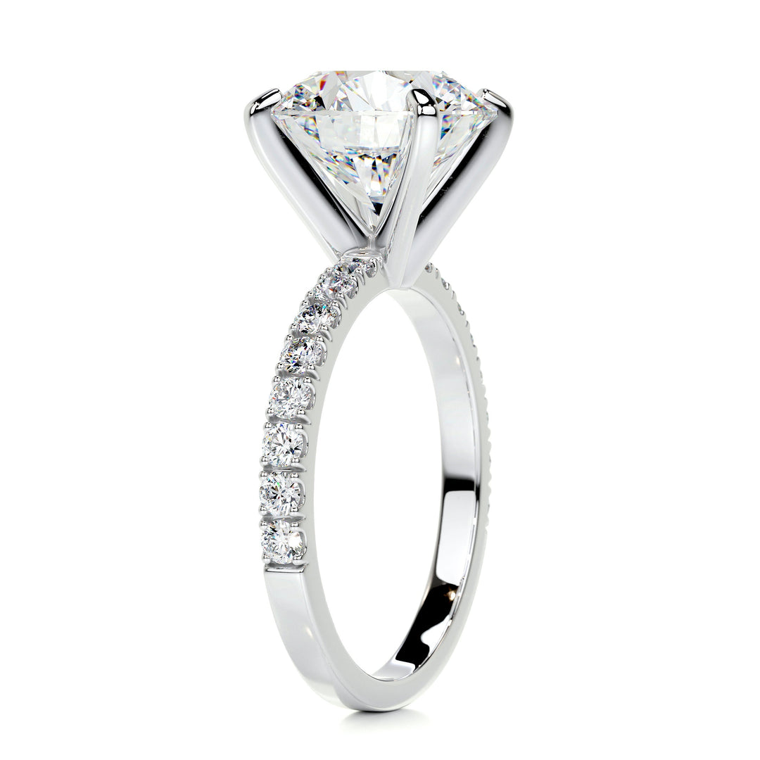 Amelia Round Moissanite & Diamonds Ring Moissanite 14K White 2 Carat Round#material_14k-white