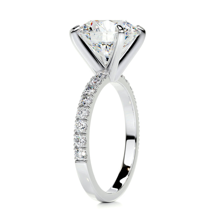 Amelia Round Moissanite & Diamonds Ring Moissanite 18K White 2 Carat Round#material_18k-white