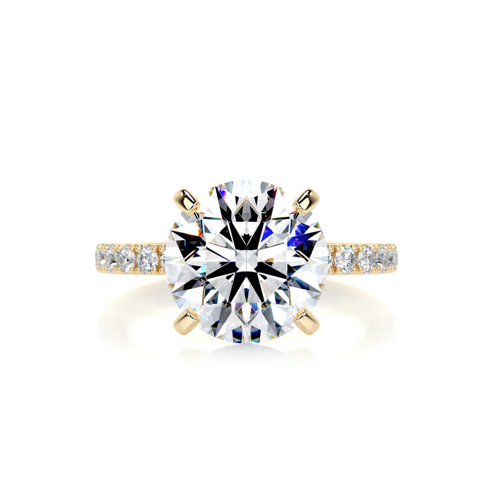 Amelia Round Moissanite & Diamonds Ring Moissanite 18K Gold 1 Carat Round#material_18k-gold