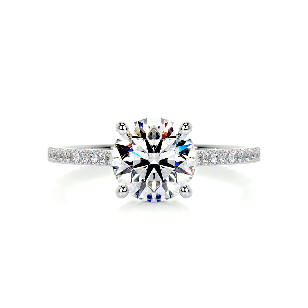 Ariana Moissanite & Diamonds Ring Moissanite 14K White 1 Carat Round#material_14k-white