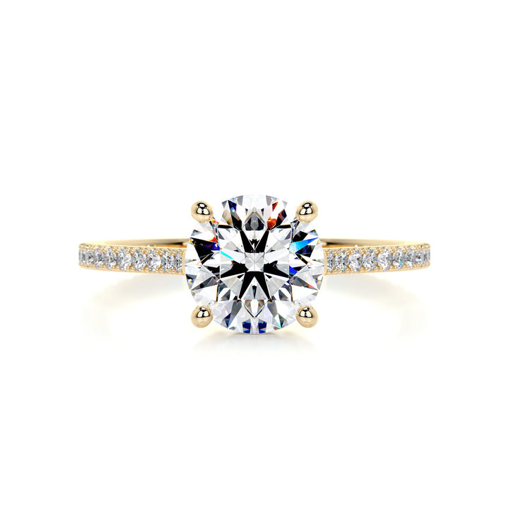 Ariana Moissanite & Diamonds Ring Moissanite 18K Gold 1 Carat Round#material_18k-gold