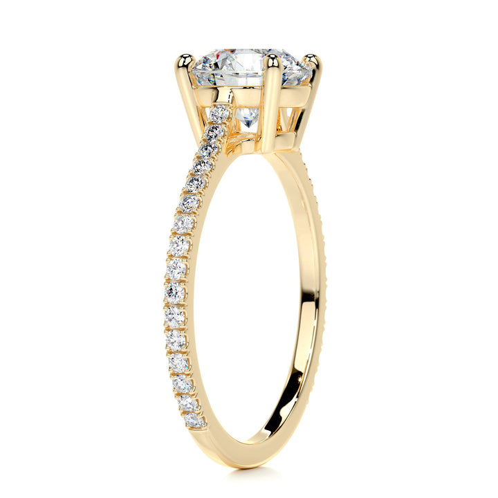 Ariana Moissanite & Diamonds Ring Moissanite 18K Gold 2 Carat Round#material_18k-gold