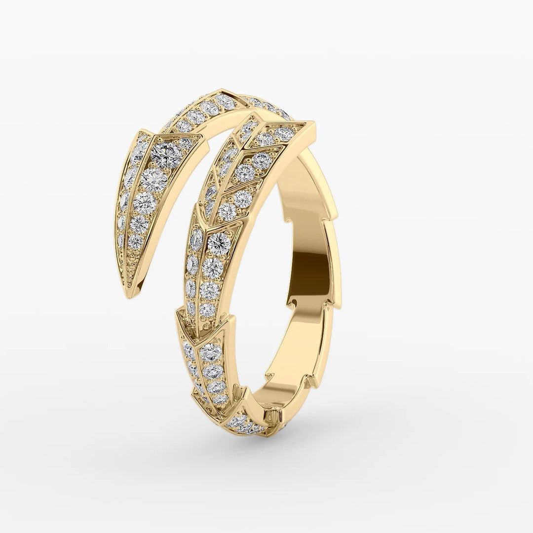 Arrow Bypass Pave Ring Stackable Rings 14K Gold Round Lab Diamonds#material_14k-gold