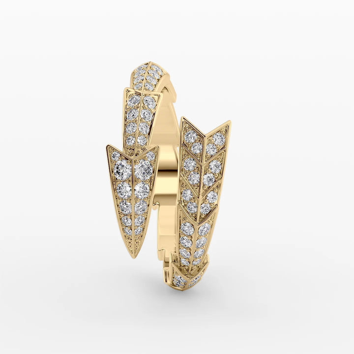 Arrow Bypass Pave Ring Stackable Rings 14K Gold Round Lab Diamonds#material_14k-gold