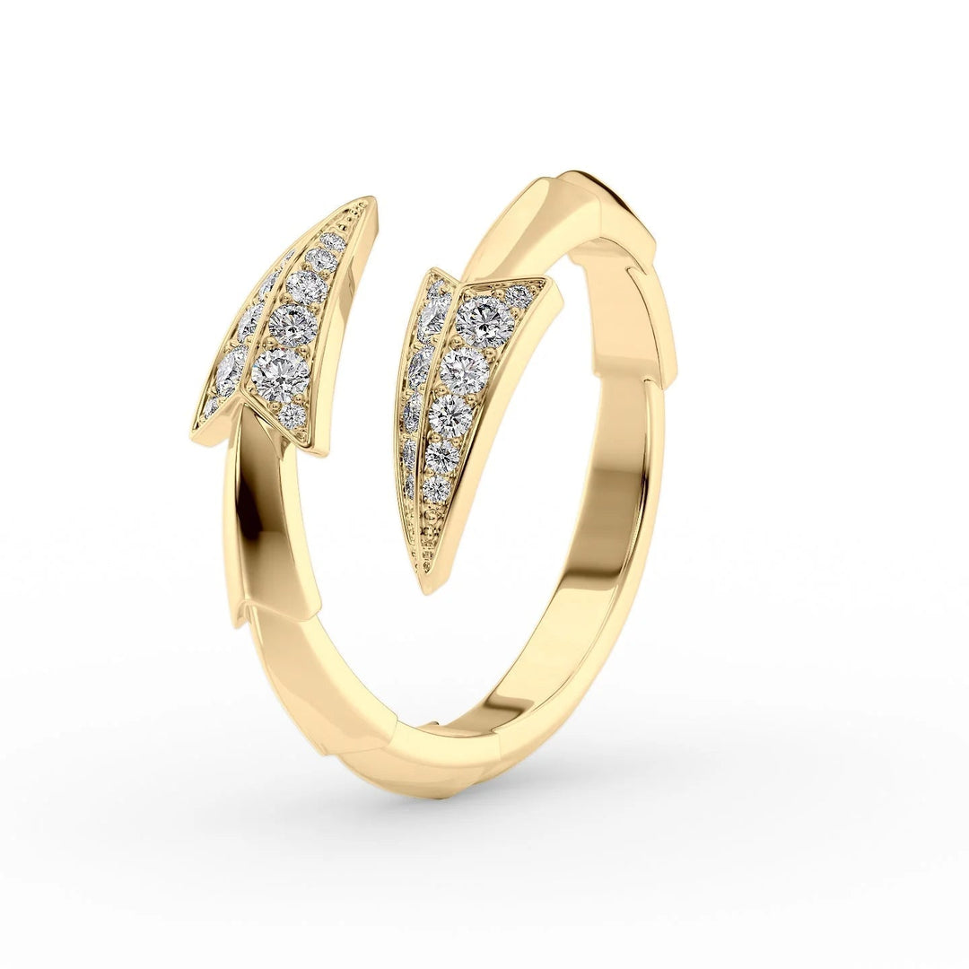 Arrow Bypass Ring Statement Rings 14K Gold Round Lab Diamonds#material_14k-gold