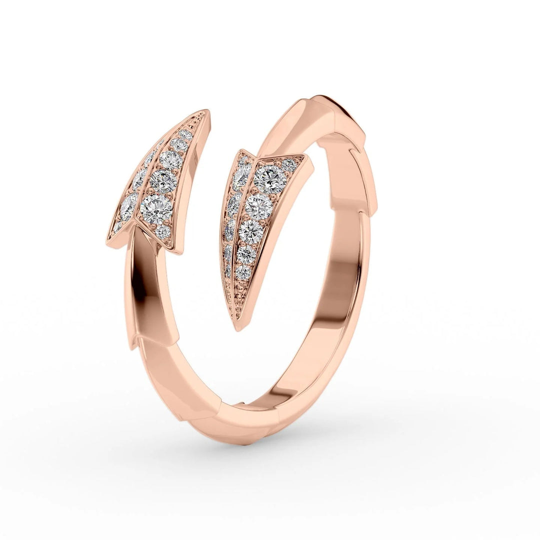 Arrow Bypass Ring Statement Rings 14K Rose Round Lab Diamonds#material_14k-rose