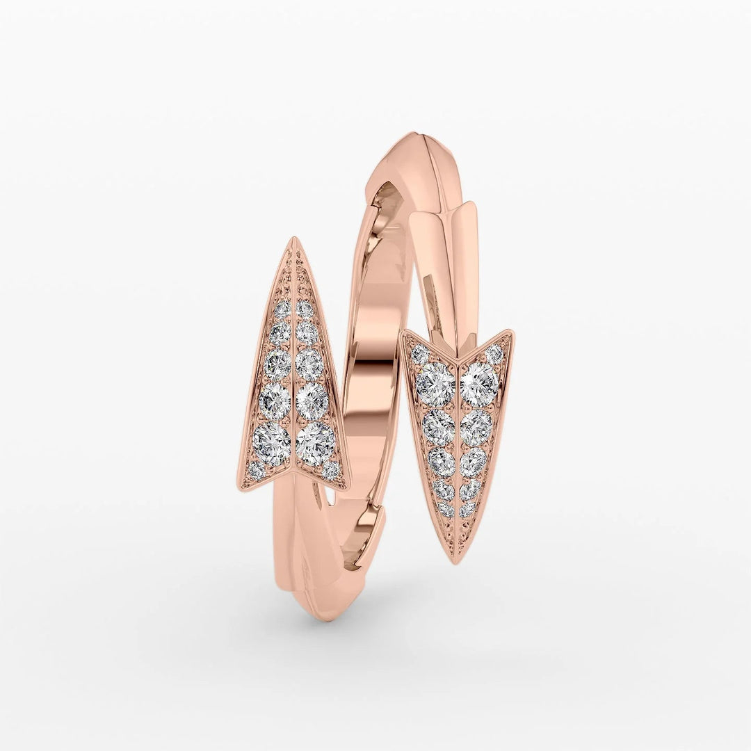 Arrow Bypass Ring Statement Rings 14K Rose Round Lab Diamonds#material_14k-rose