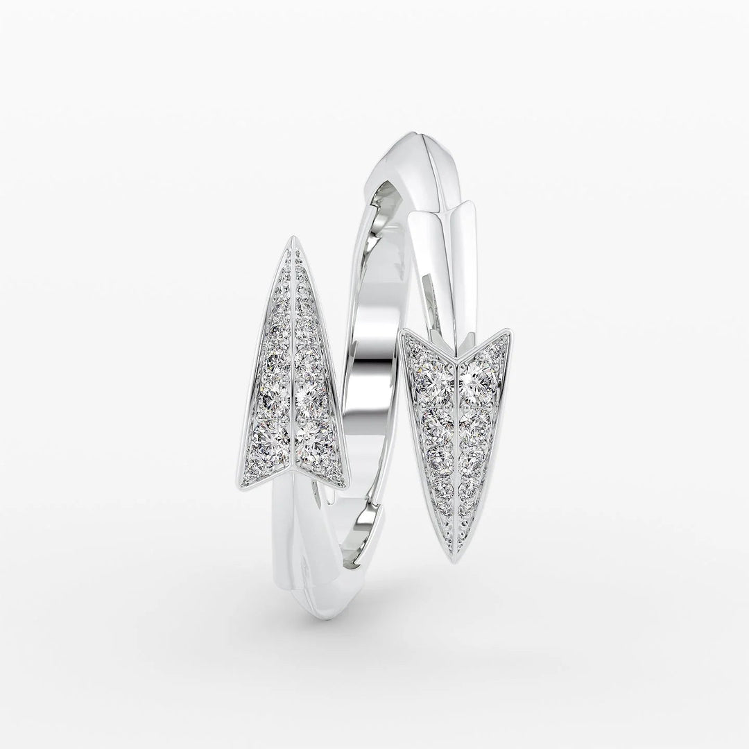 Arrow Bypass Ring Statement Rings 14K White Round Lab Diamonds#material_14k-white