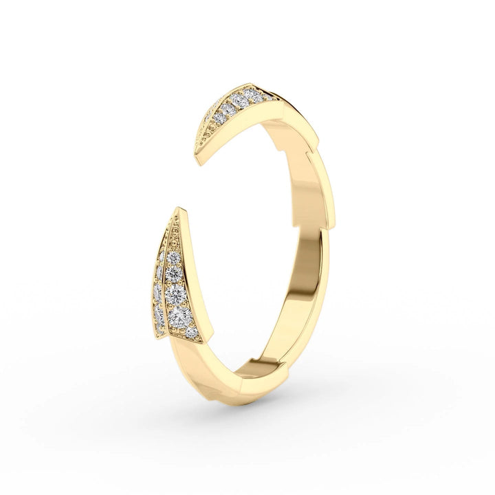 Arrow Open Ring Stackable Rings 14K Gold Round Lab Diamonds#material_14k-gold