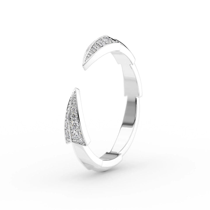 Arrow Open Ring Stackable Rings 14K White Round Lab Diamonds#material_14k-white