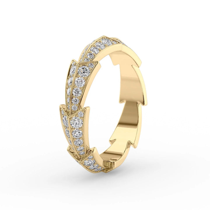 Arrow Pave Ring Stackable Rings 14K Gold Round Lab Diamonds#material_14k-gold