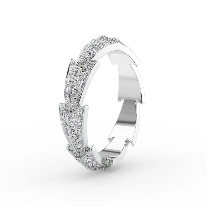 Arrow Pave Ring Stackable Rings 14K White Round Lab Diamonds#material_14k-white