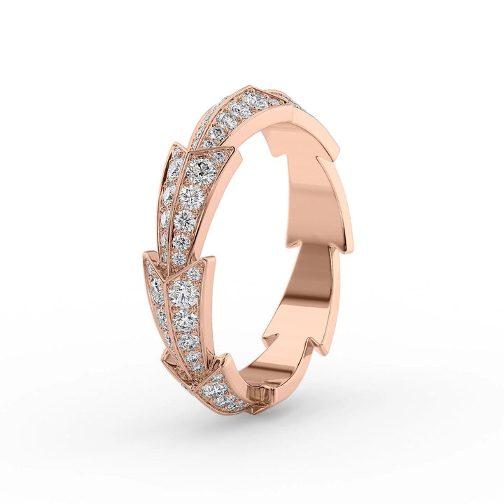 Arrow Pave Ring Stackable Rings 18K Rose Round Lab Diamonds#material_18k-rose