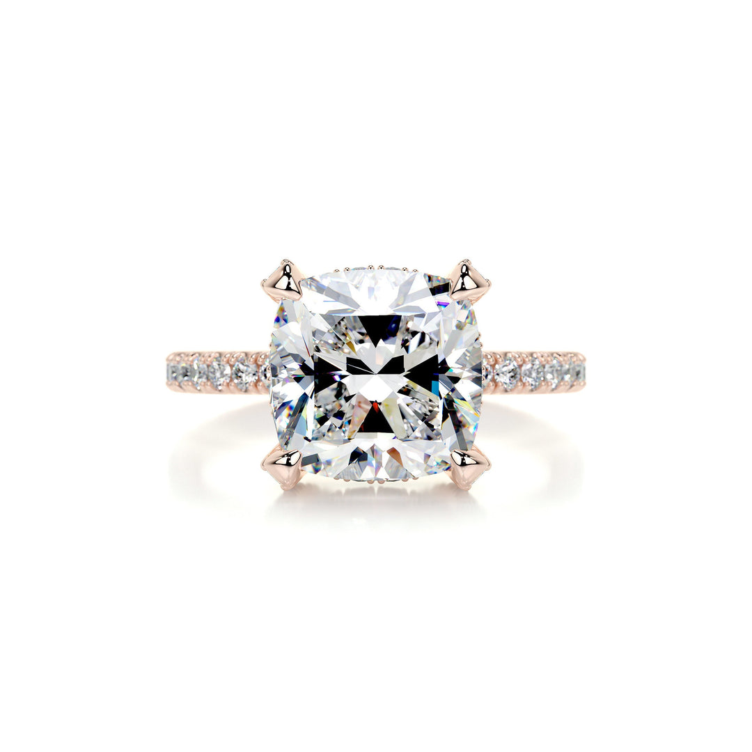 Audrey Moissanite & Diamonds Ring Moissanite 14K Rose 1 Carat Round#material_14k-rose