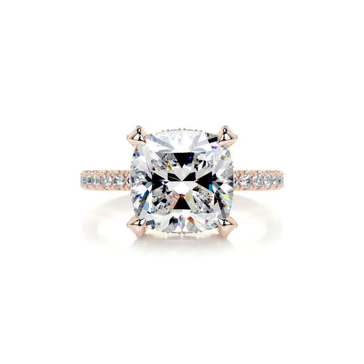 Audrey Moissanite & Diamonds Ring Moissanite 14K Rose 1 Carat Round#material_14k-rose