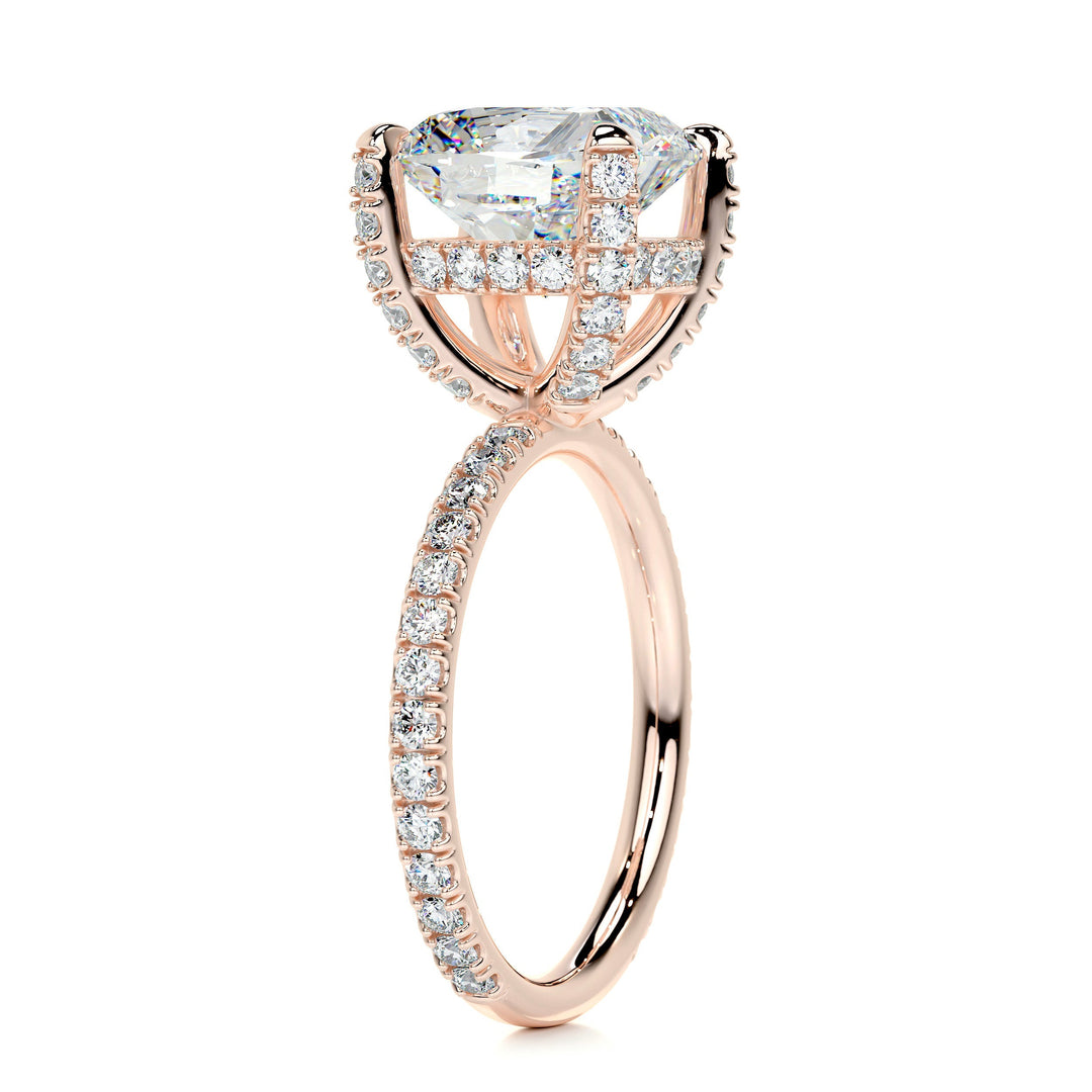 Audrey Moissanite & Diamonds Ring Moissanite 14K Rose 2 Carat Round#material_14k-rose