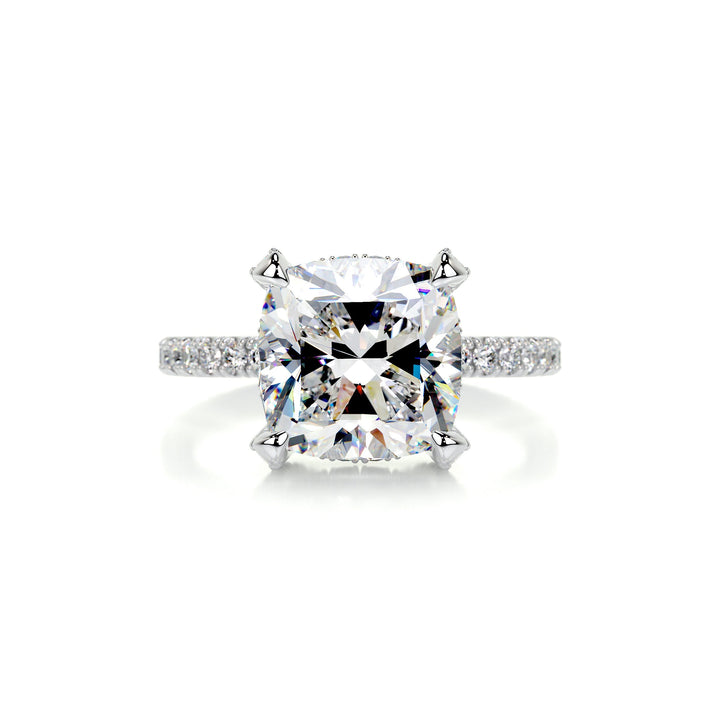 Audrey Moissanite & Diamonds Ring Moissanite 14K White 1 Carat Round#material_14k-white