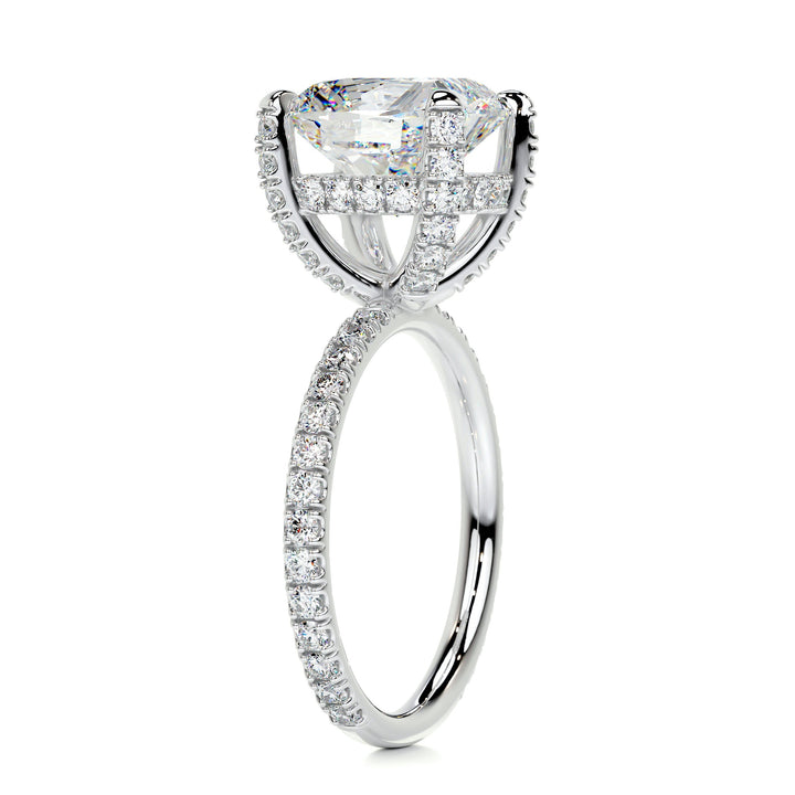 Audrey Moissanite & Diamonds Ring Moissanite 14K White 2 Carat Round#material_14k-white