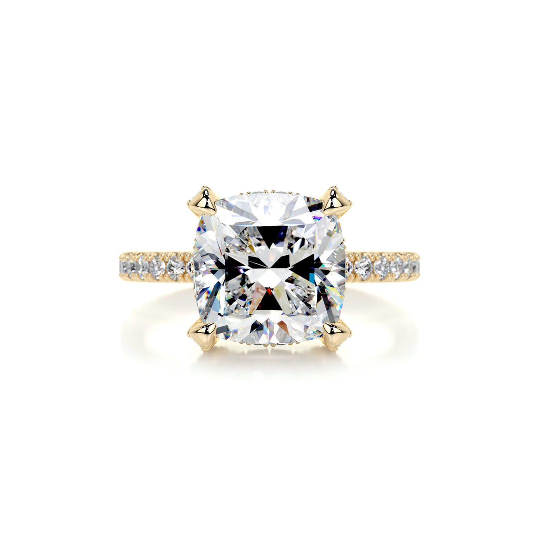 Audrey Moissanite & Diamonds Ring Moissanite 18K Gold 1 Carat Round#material_18k-gold