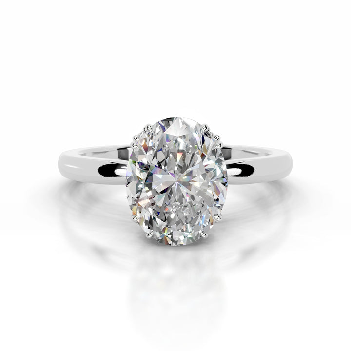 Bellina Moissanite & Diamond Ring 1 Carat 14K White#material_14k-white