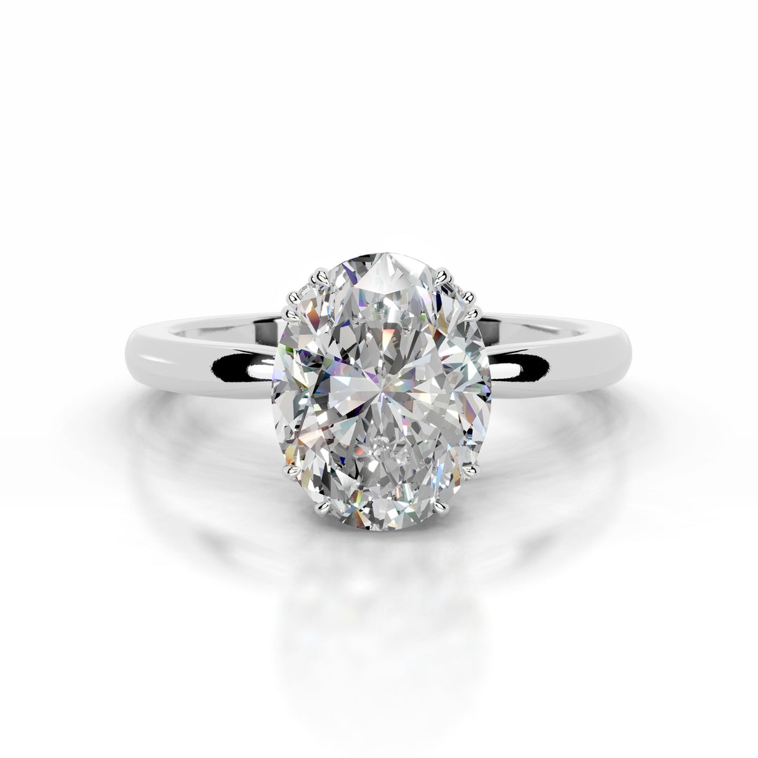 Bellina Moissanite & Diamond Ring 1 Carat 18K White#material_18k-white