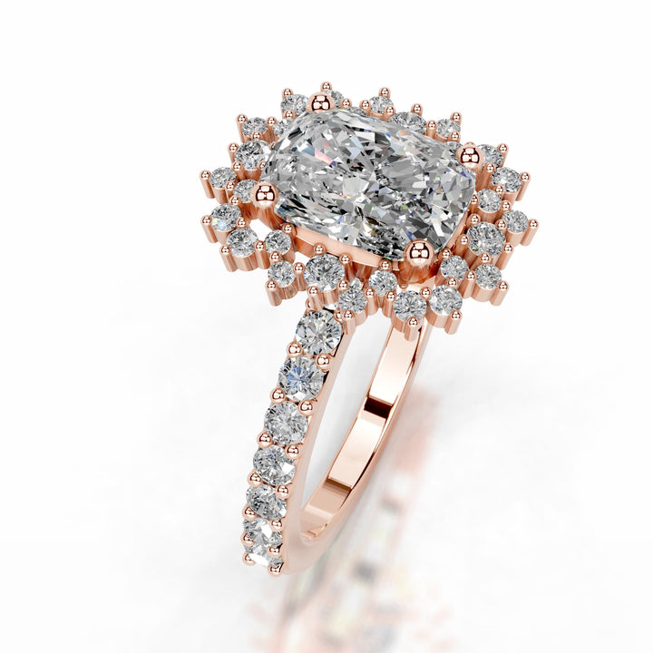 Bodina Moissanite & Diamond Ring 3 Carat 14K Rose#material_14k-rose