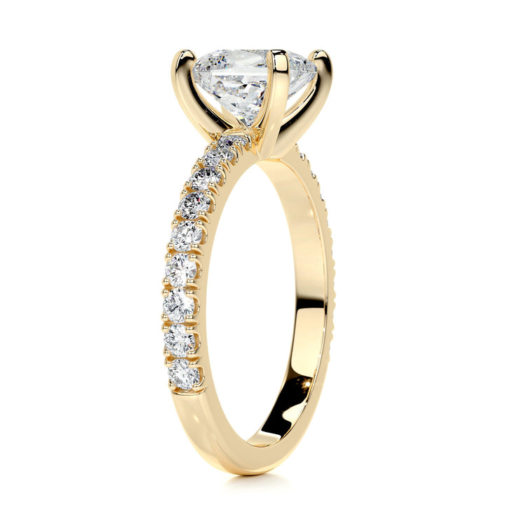 Brianna Moissanite & Diamonds Ring Moissanite 18K Gold 2.1 Carat Round#material_18k-gold