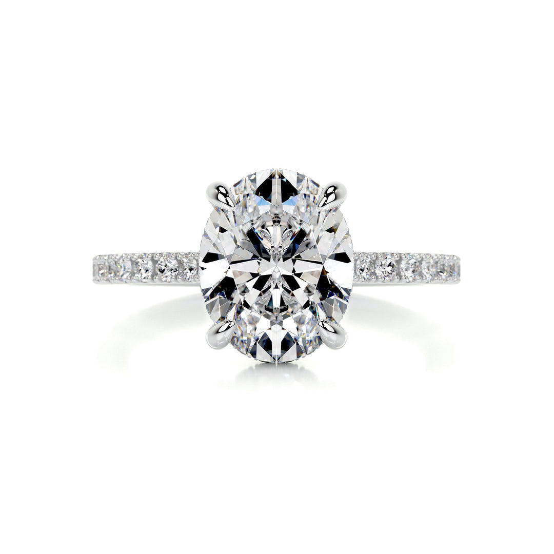 Camryn Moissanite & Diamonds Ring Moissanite 14K White 1 Carat Round#material_14k-white