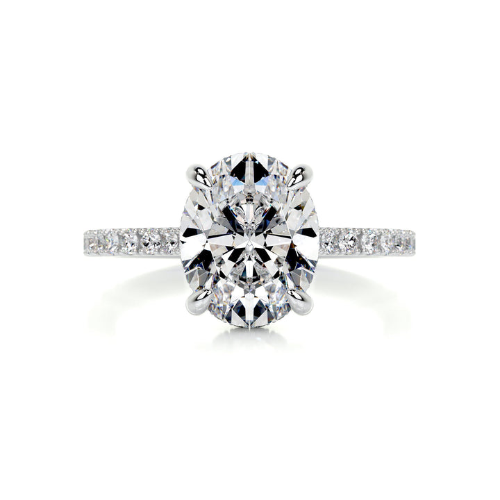 Camryn Moissanite & Diamonds Ring Moissanite 14K White 1 Carat Round#material_14k-white