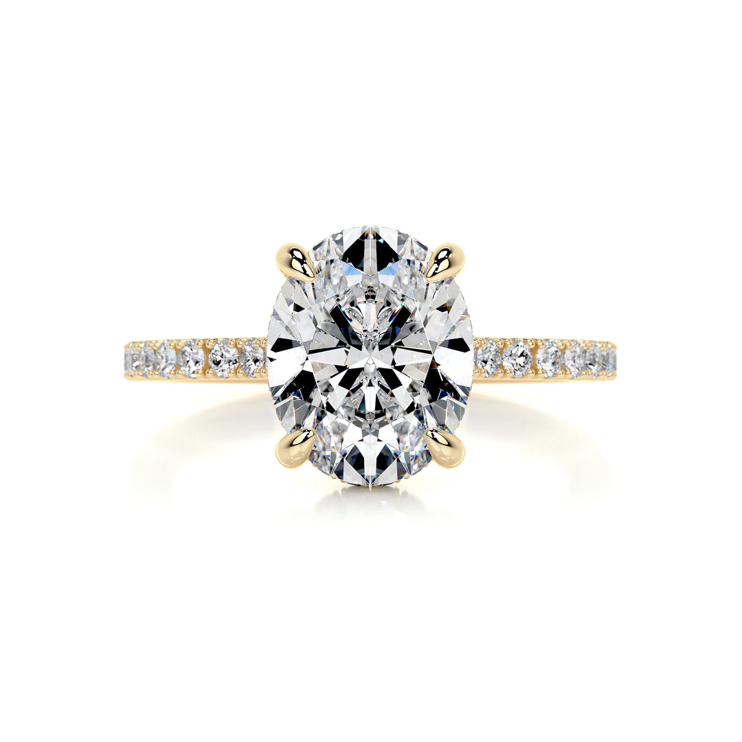 Camryn Moissanite & Diamonds Ring Moissanite 18K Gold 1 Carat Round#material_18k-gold