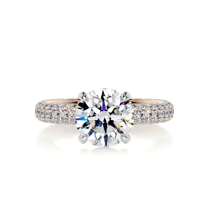 Cassidy Moissanite & Diamonds Ring Moissanite 14K Rose 1 Carat Round#material_14k-rose