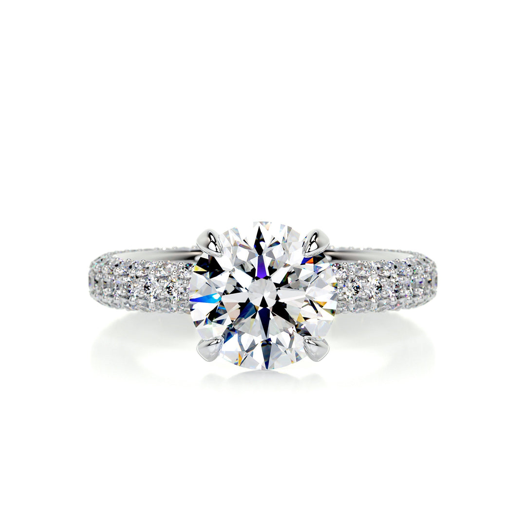 Cassidy Moissanite & Diamonds Ring Moissanite 14K White 1 Carat Round#material_14k-white