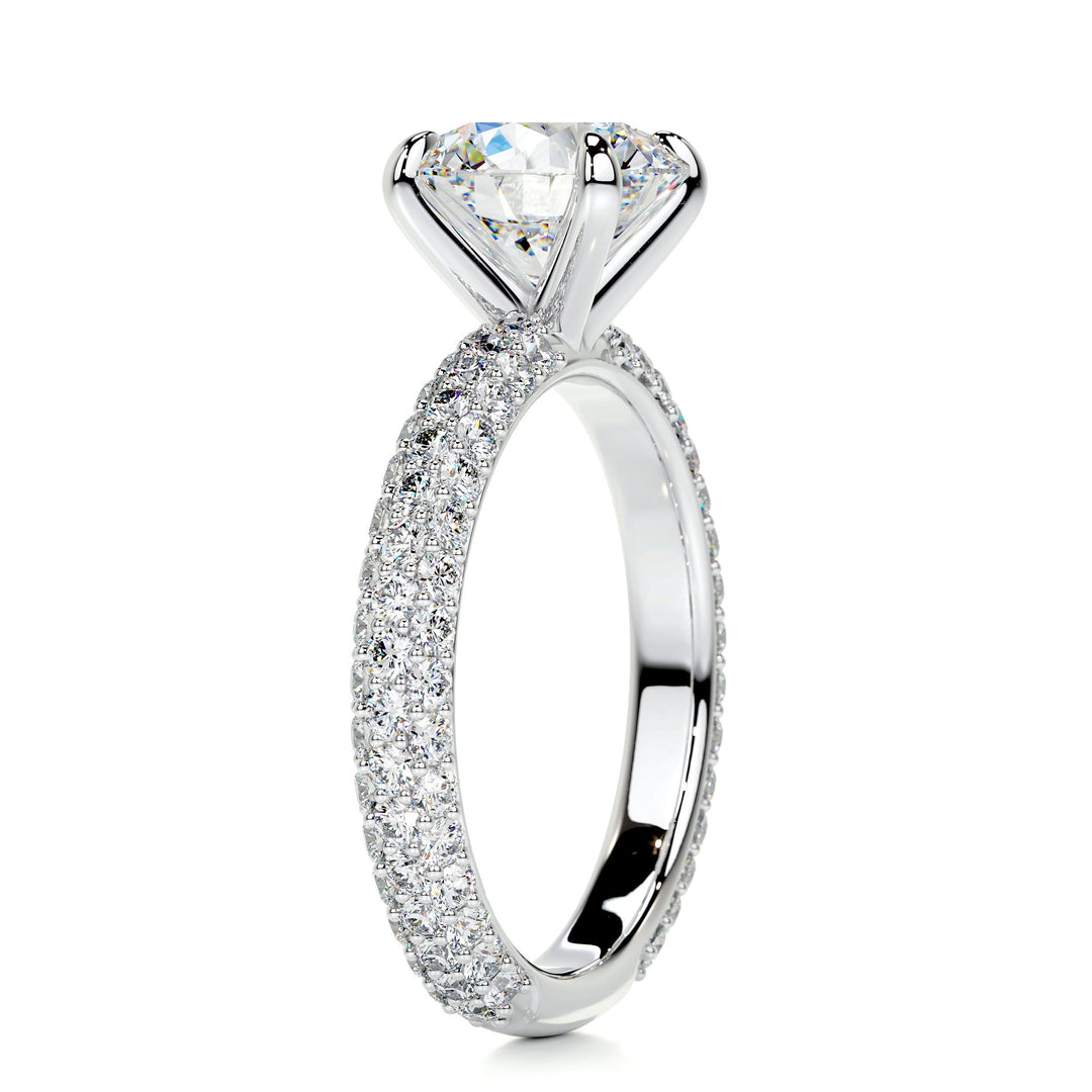 Cassidy Moissanite & Diamonds Ring Moissanite 14K White 2 Carat Round#material_14k-white