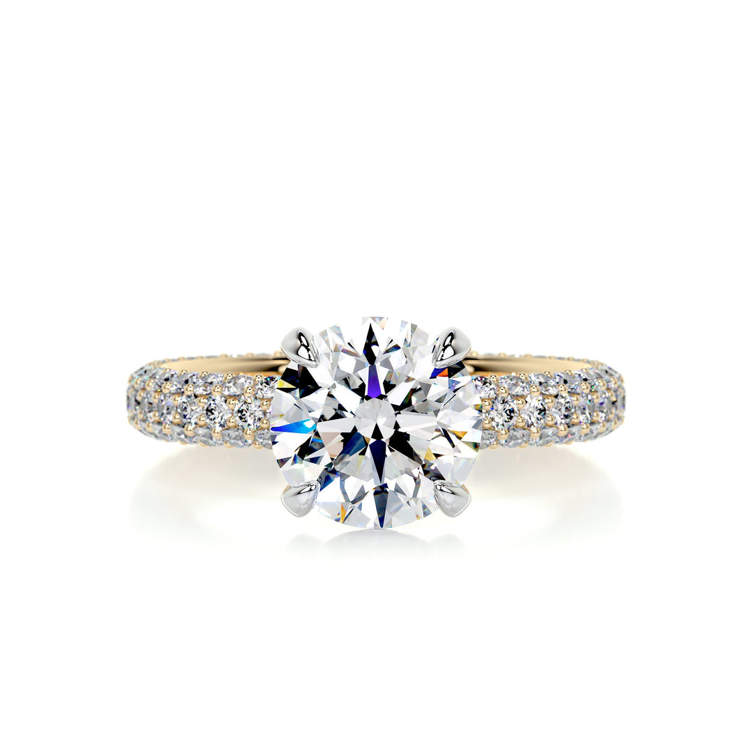 Cassidy Moissanite & Diamonds Ring Moissanite 18K Gold 1 Carat Round#material_18k-gold